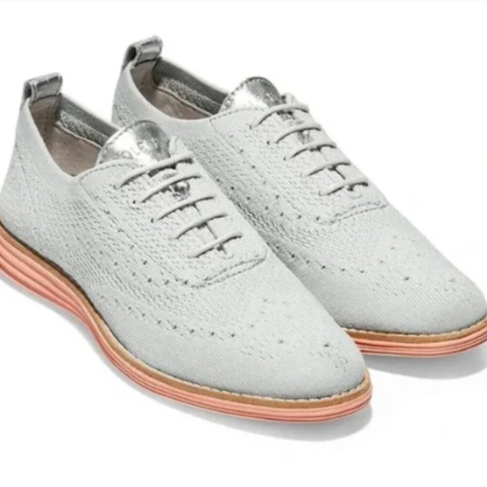 Cole Haan Original Grand Stitchlite Grey and Pink Women's Oxfords